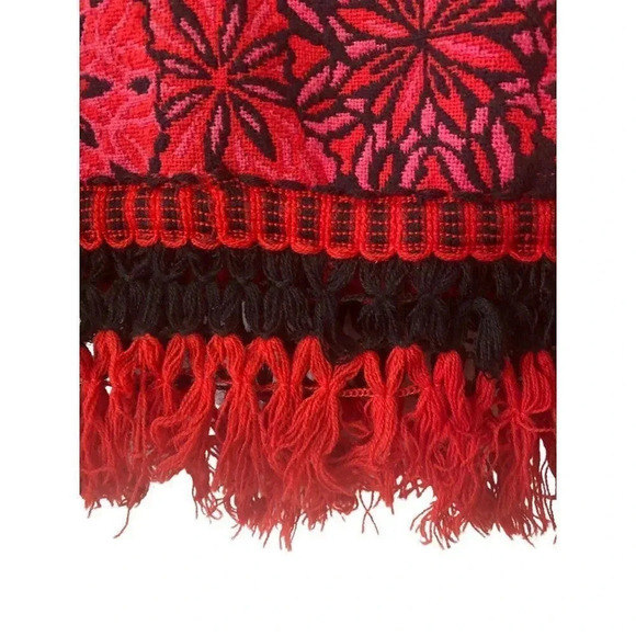 Hand-Made Artisan Crafted Micro Embroidered Red & Black Fringed Tunic Dress - Picture 16 of 16